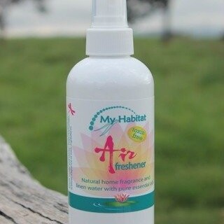 My Habitat Air Freshener in a handy sized 200ml spray bottle - Bring the garden inside with My Habitat AirFreshener. A gentle mix of rose geranium, lemon myrtle and a touch of clove pure essential oils, it will not pollute your indoor air with toxic chemical fragrances or irritate sensitive mucous membranes. Safe for kids and pets and safe around food. AIRfreshener has more than one use too.