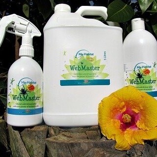 This amazing formula controls spiders by preventing them from building webs. WebMaster removes webs easily and prevents new webs when left in place. In addition, spiders and other insects find the essential oils unpleasant and will avoid them.